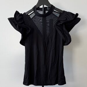 Gracia Black Ruffle Sleeve with Cutout Blouse size S